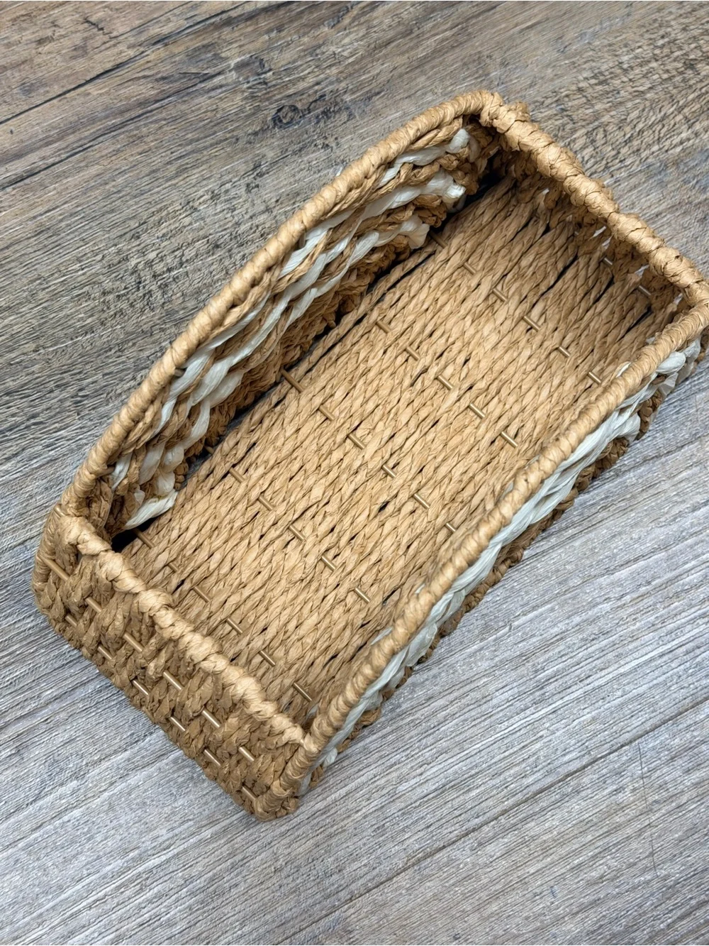 Woven rattan and White rainbow Storage Basket - Home Accents